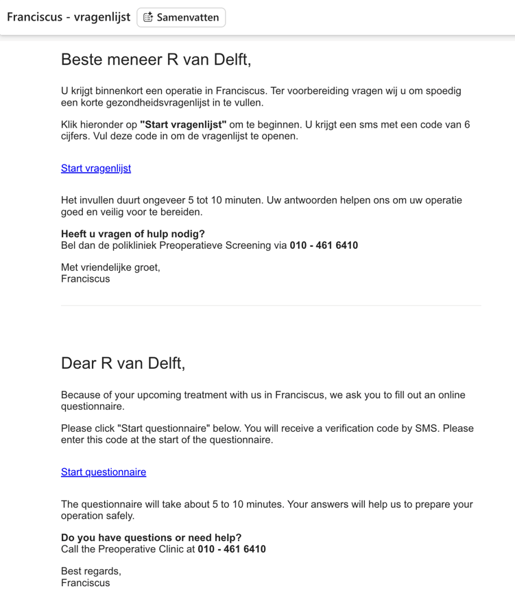 Voorbeeld uitnodiging in Nederland en Engels